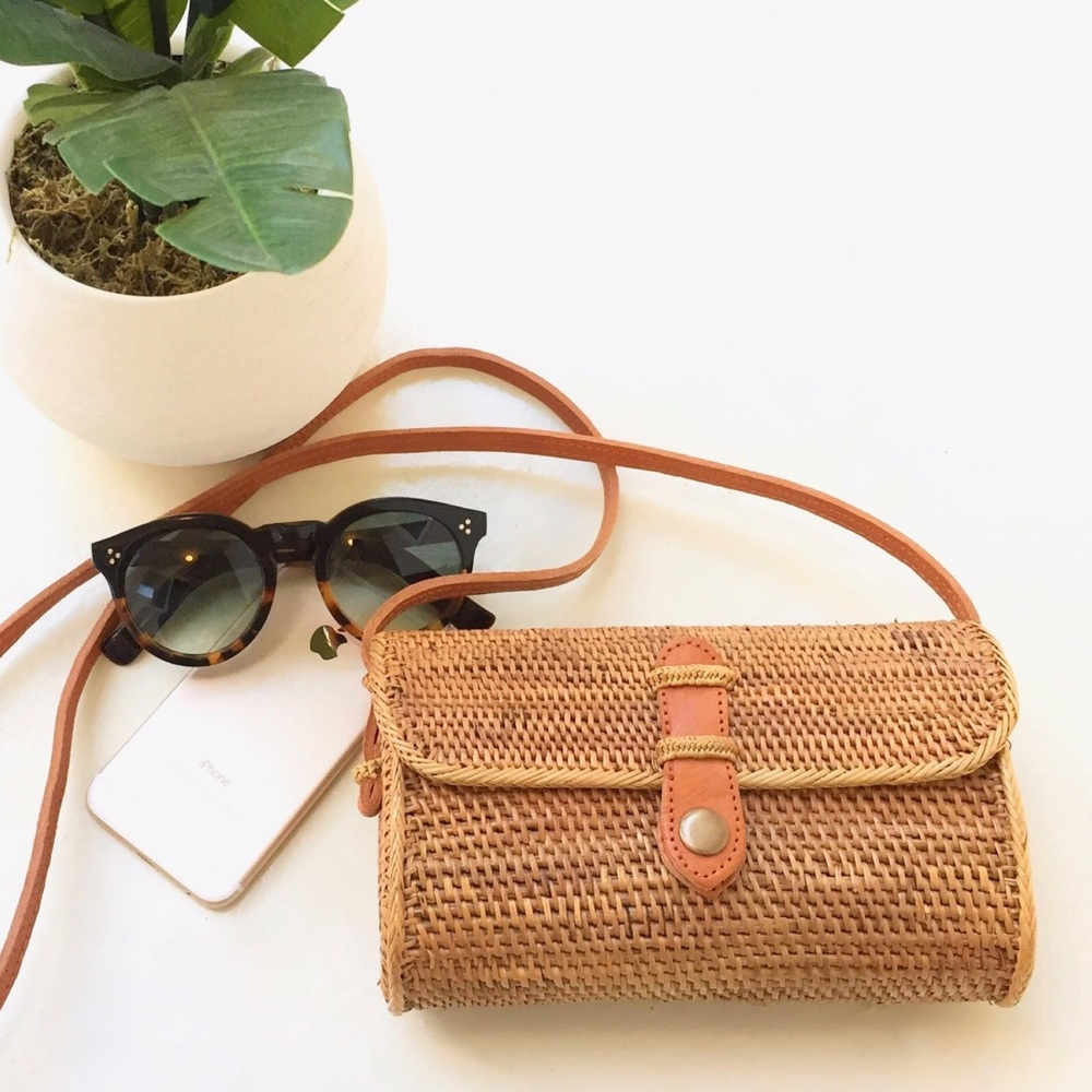 Rectangle Woven Rattan Bag Basket Clutch Bali Ata